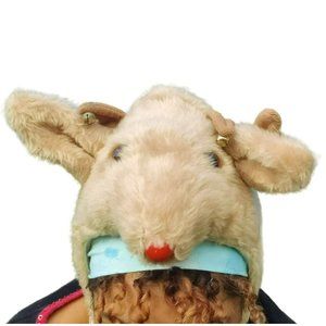 VTG Holiday Wear Realistic Designs Rudolph Red Nosed Reindeer Hat Size Medium